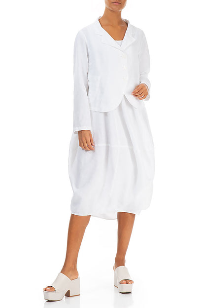Buttoned White Linen Jacket 4