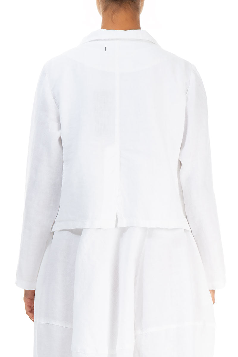 Buttoned White Linen Jacket 2