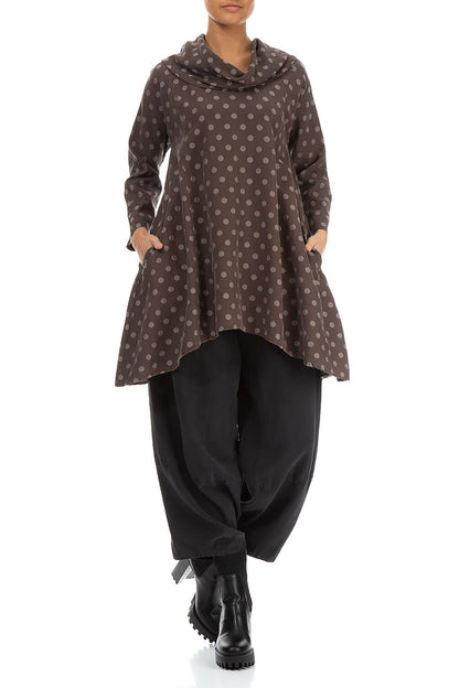 Cowl Neck Brown Silk Cotton Tunic 4