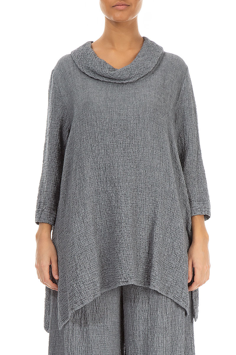 Cowl Neck Grey Wool Tunic 1