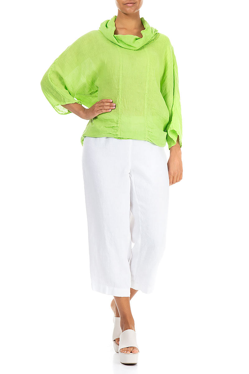 Cowl Neck Lime Linen Blouse 4