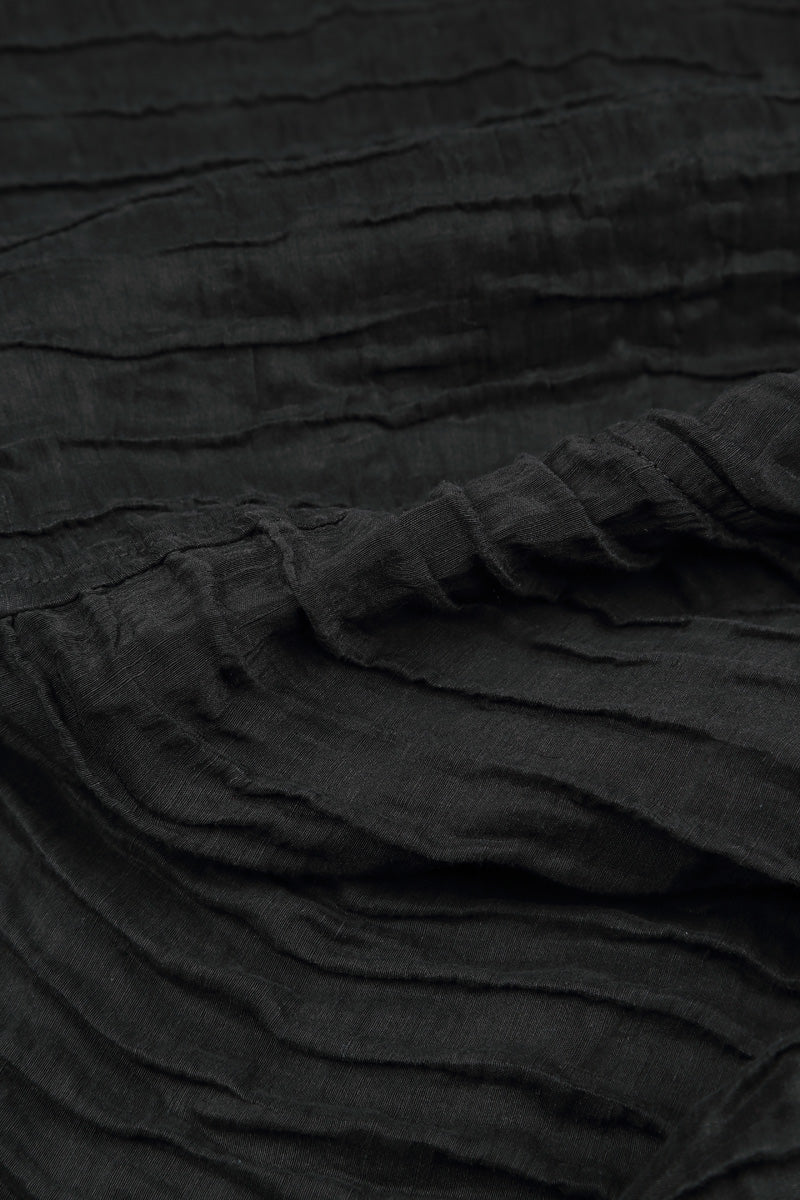 Crinkled Black Silk Linen Skirt 4