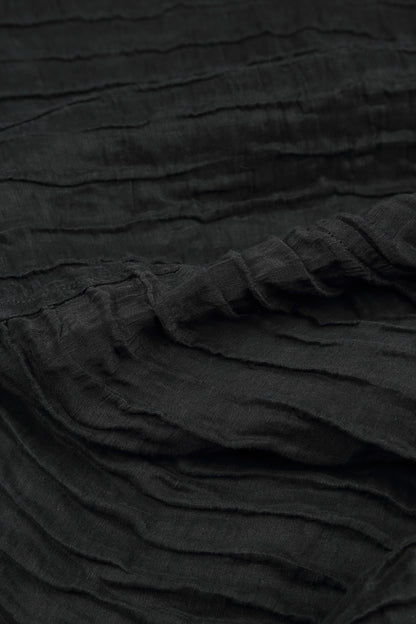 Crinkled Black Silk Linen Skirt 4