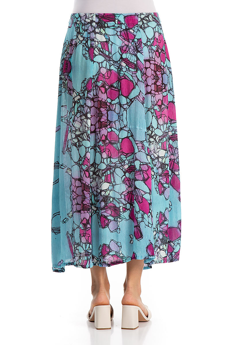 Crinkled Gemstone Silk Viscose Skirt 2