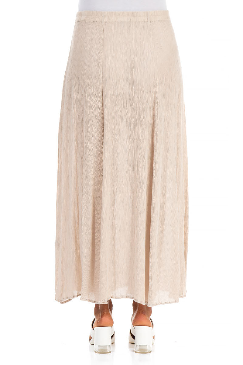 Crinkled Sand Beige Silk Viscose Skirt 2
