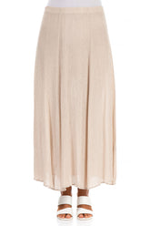 Crinkled Sand Beige Silk Viscose Skirt 1