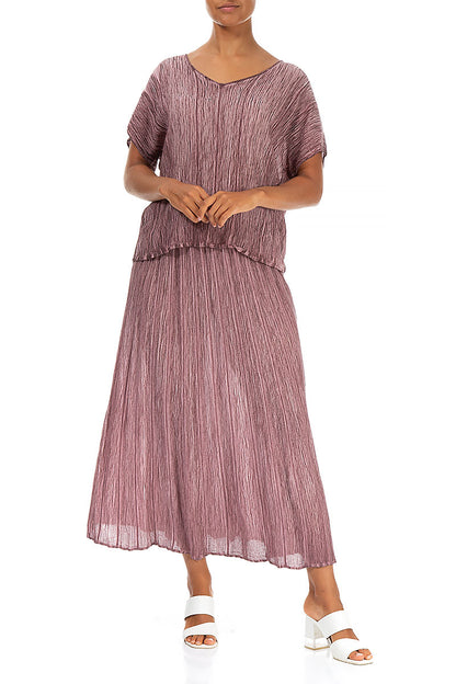 Crinkled Washed Effect Redwood Silk Viscose Skirt 4