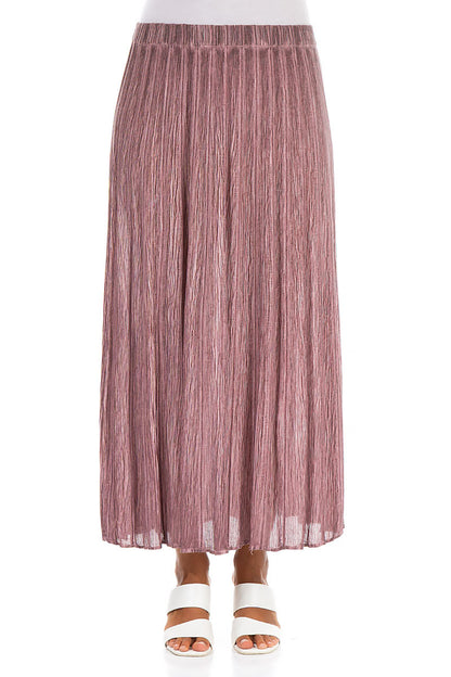 Crinkled Washed Effect Redwood Silk Viscose Skirt 1