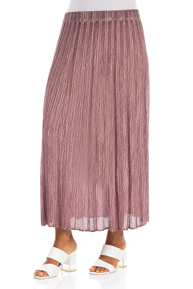 Crinkled Washed Effect Redwood Silk Viscose Skirt 3