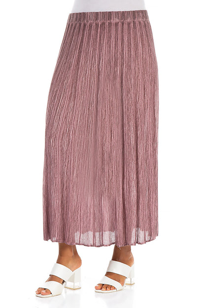 Crinkled Washed Effect Redwood Silk Viscose Skirt 3