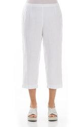 Cropped White Linen Trousers 1