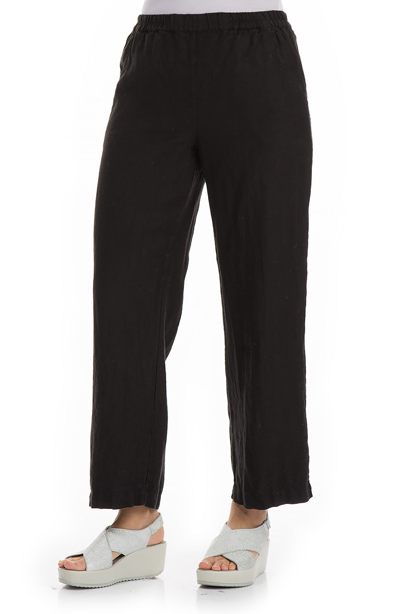 Minimalist Black Linen Trousers 3