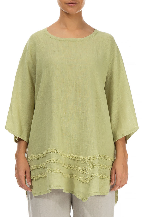 Decorated Light Lime Linen Tunic 1