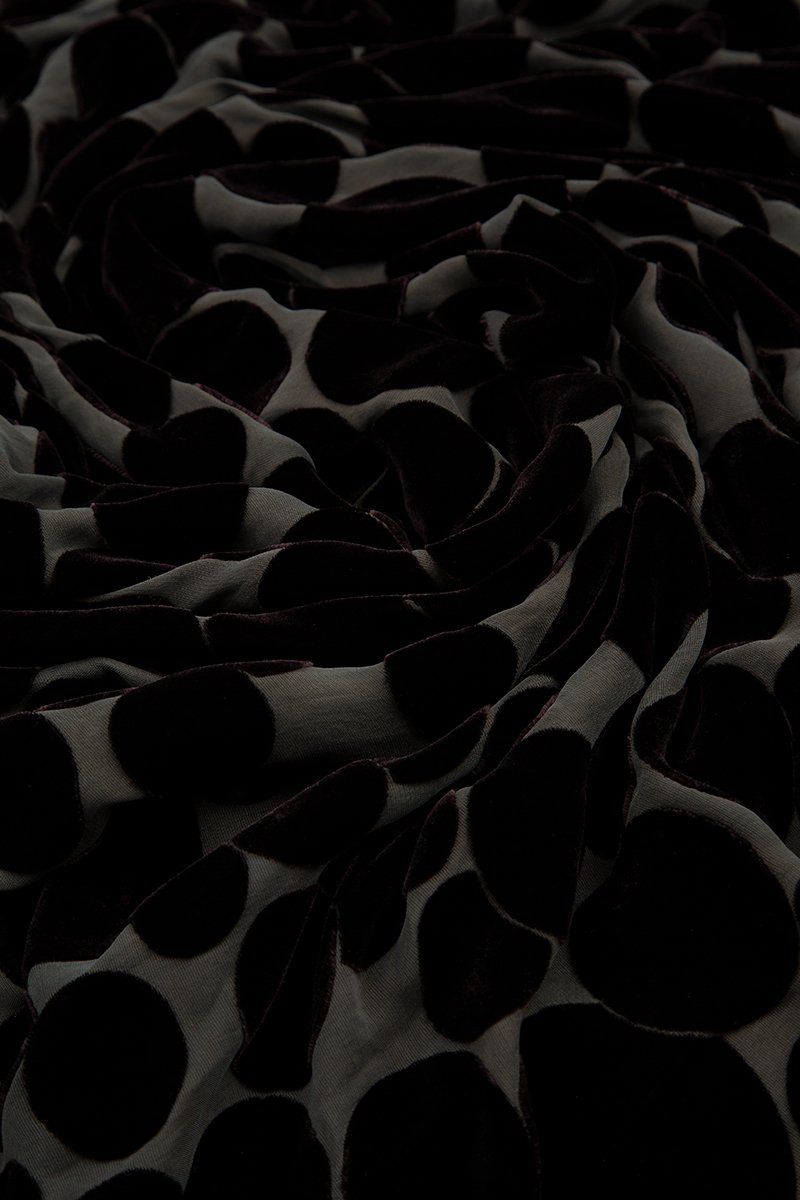 Asymmetrical Devoré Bubbles Black Silk Velvet Tunic 5
