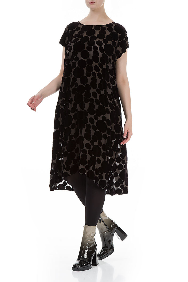 Devoré Bubbles Black Silk Velvet Dress 4