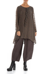 Dotty Decorated Ash Brown Silk Tunic 5