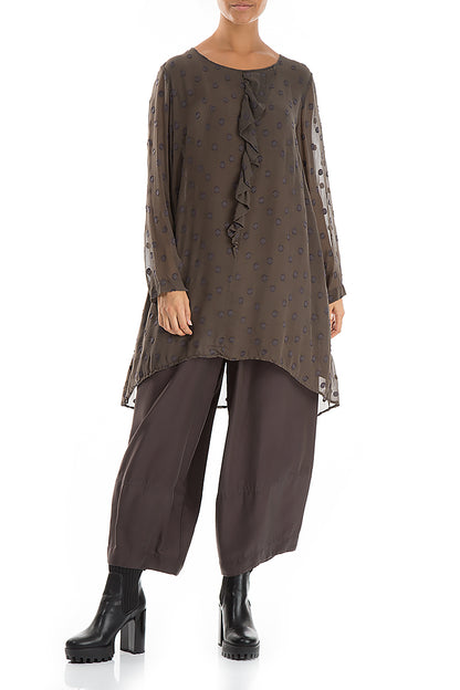 Dotty Decorated Ash Brown Silk Tunic 5