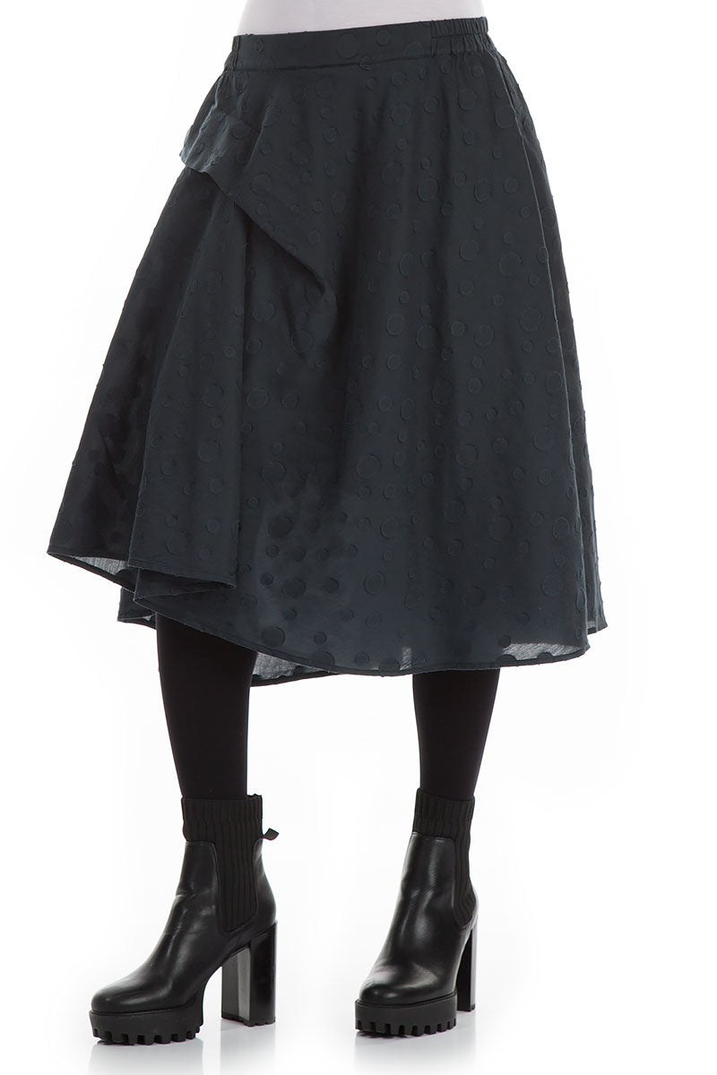 Dotty Midnight Blue Silk Cotton Skirt 3