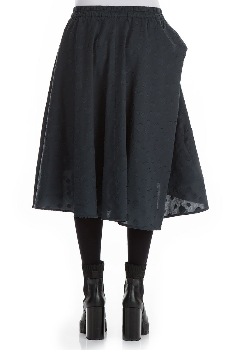 Dotty Midnight Blue Silk Cotton Skirt 2