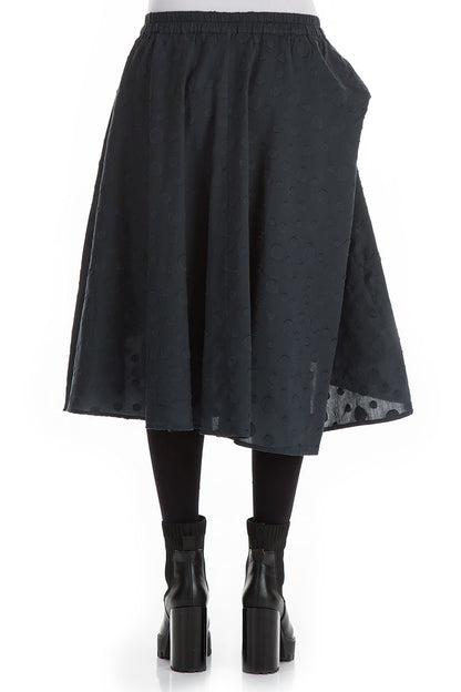 Dotty Midnight Blue Silk Cotton Skirt 2