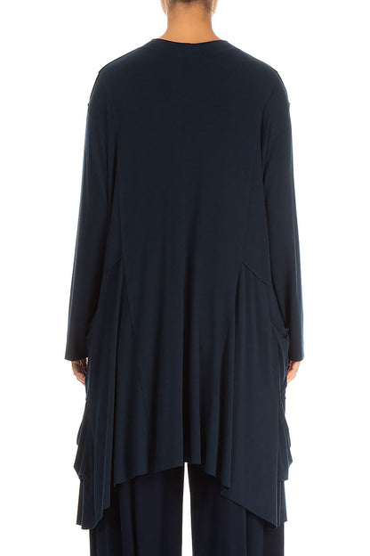 Draped Asymmetric Navy Cotton Tunic 2