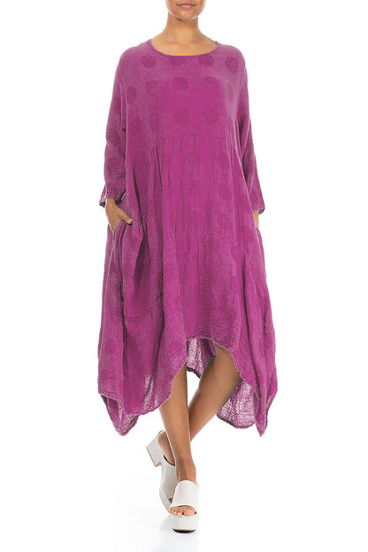 Draped Asymmetric Orchid Linen Dress 3