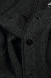 Asymmetric Hem Dark Grey Wool Coat 5