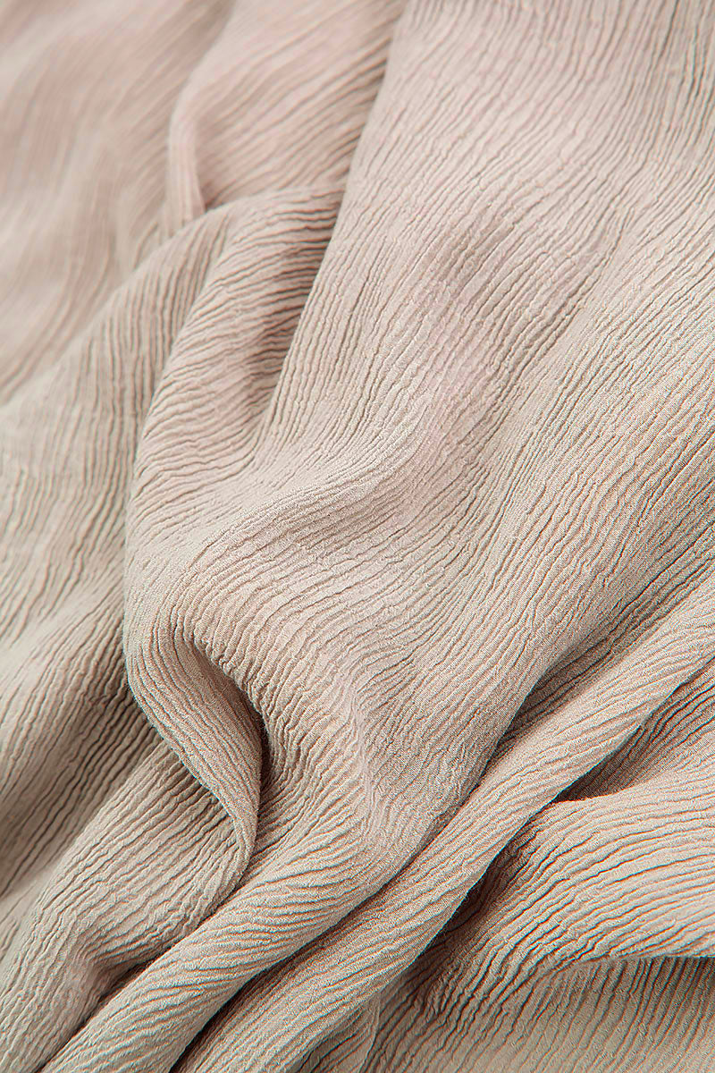 Draped Crinkled Sand Beige Silk Viscose Dress 5