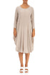 Draped Crinkled Sand Beige Silk Viscose Dress 1