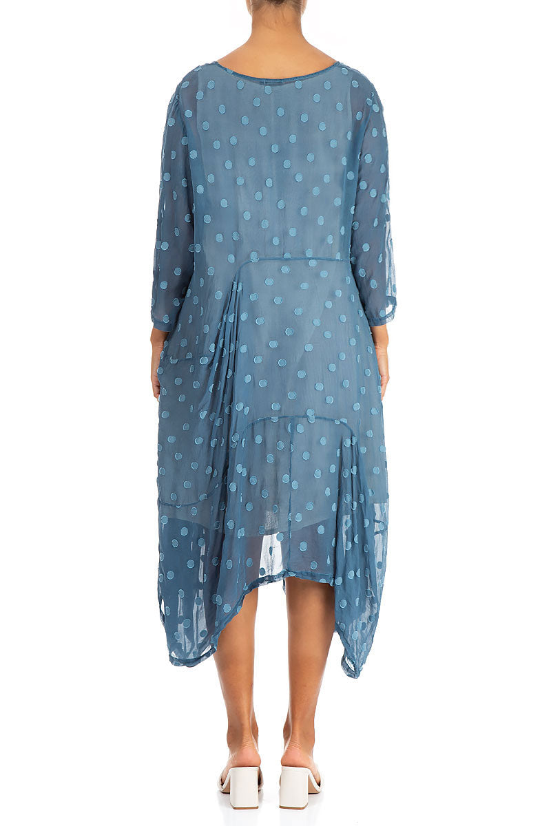 Draped Denim Dotty Silk Dress 2
