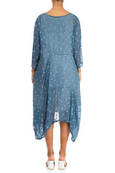 Draped Denim Dotty Silk Dress 2