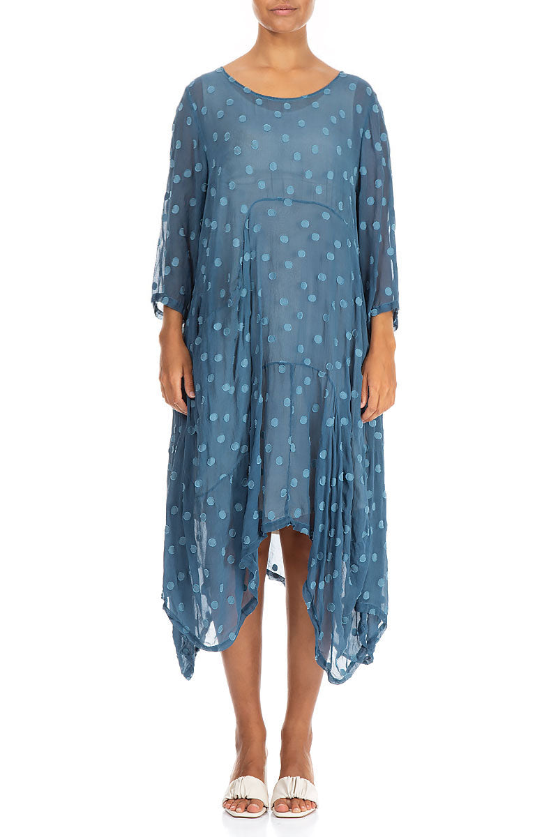 Draped Denim Dotty Silk Dress 1