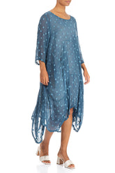 Draped Denim Dotty Silk Dress 4