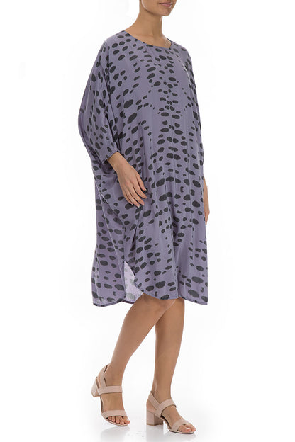 Drops Print Violet Silk Bamboo Tulip Dress Tunic 3