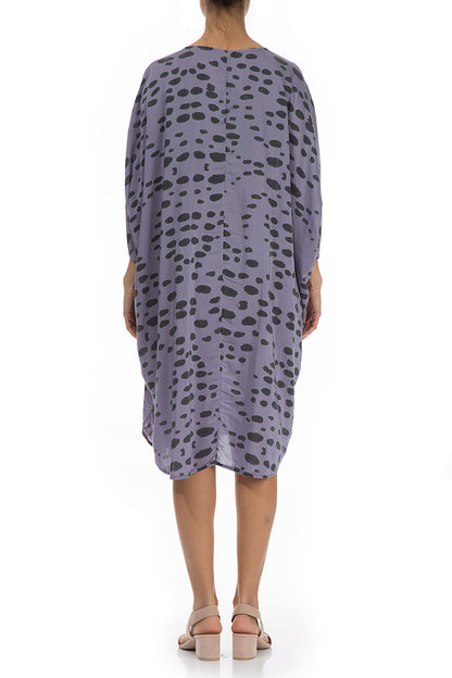 Drops Print Violet Silk Bamboo Tulip Dress Tunic 2