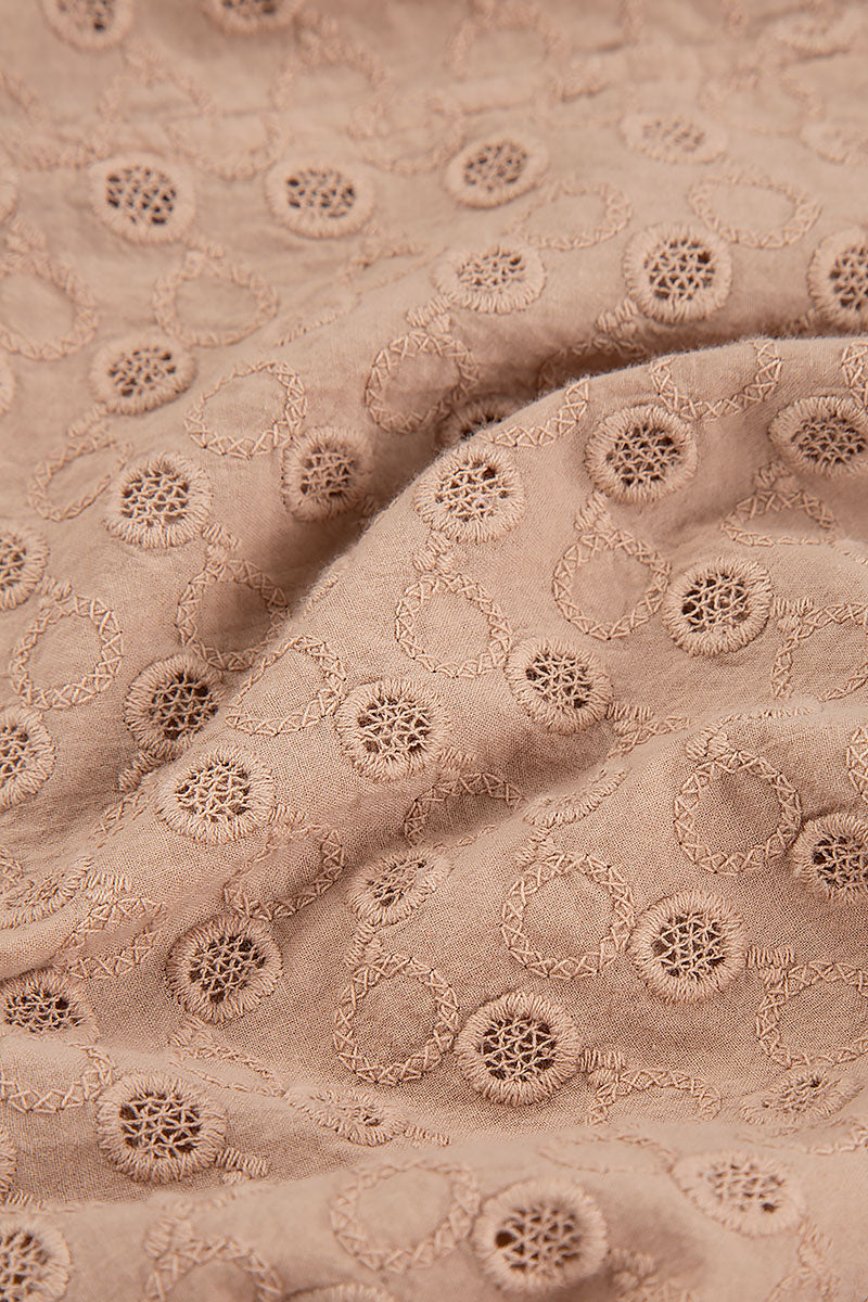 Embroidered Sand Beige Cotton Wristlets 4