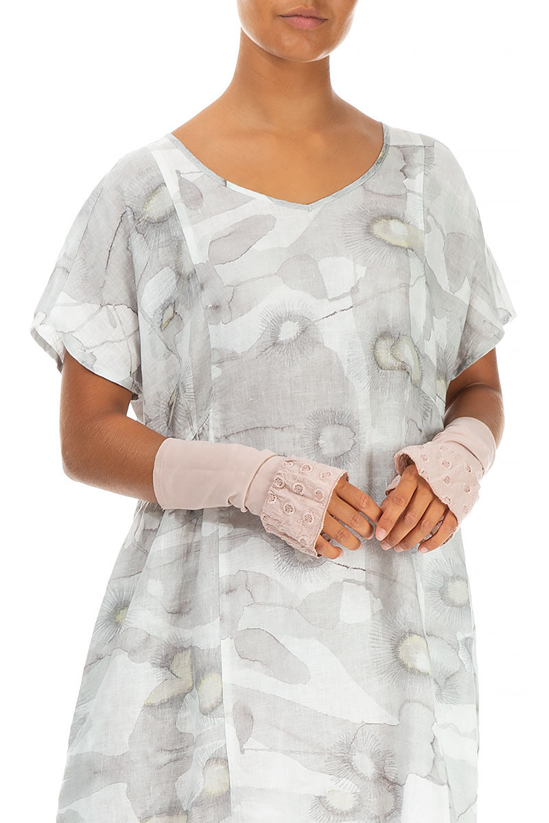 Embroidered Sand Beige Cotton Wristlets 1