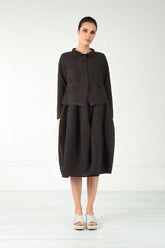 Elegant Buttoned Black Linen Jacket 7