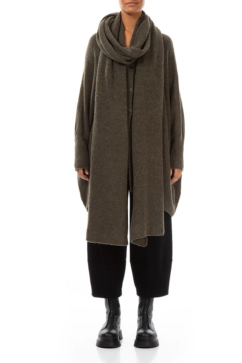 Extra Long Khaki Wool Scarf 1