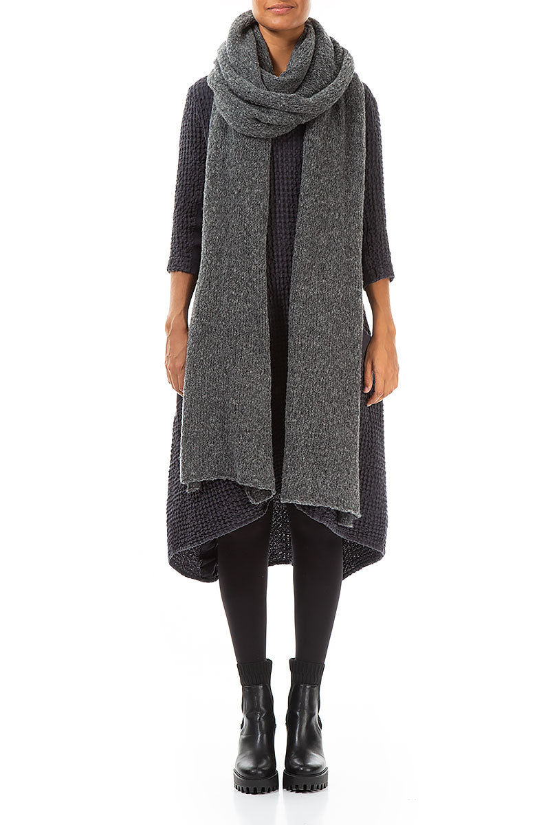 Extra Long Grey Wool Scarf 1