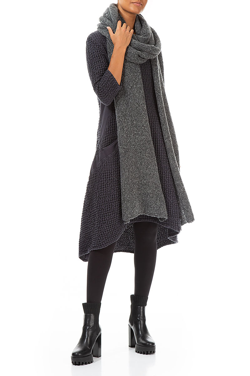 Extra Long Grey Wool Scarf 3