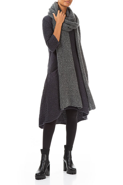 Extra Long Grey Wool Scarf 3