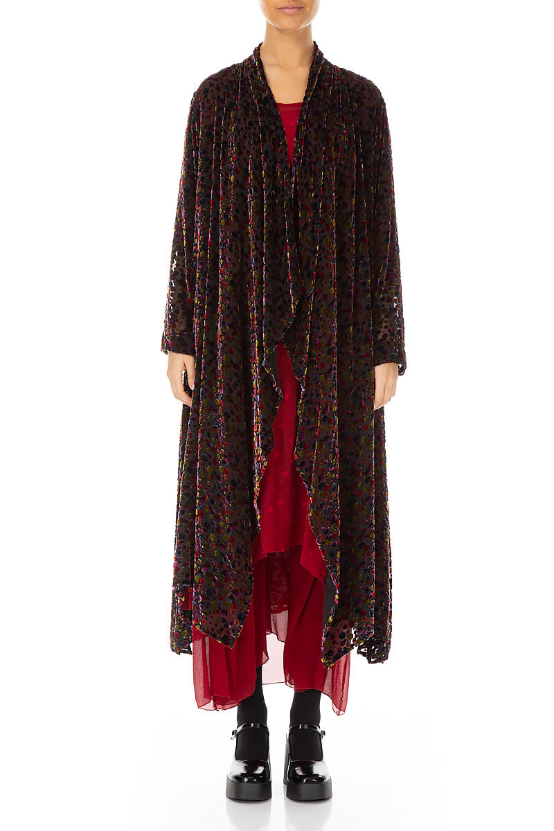 Festive Devoré Dot Open Silk Velvet Jacket 1