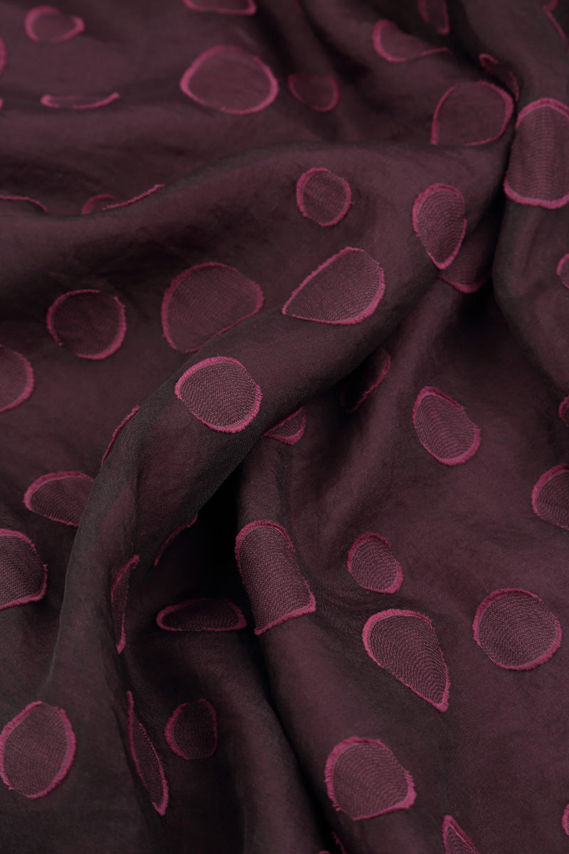 Flared Aubergine Bubbles Silk Dress 6