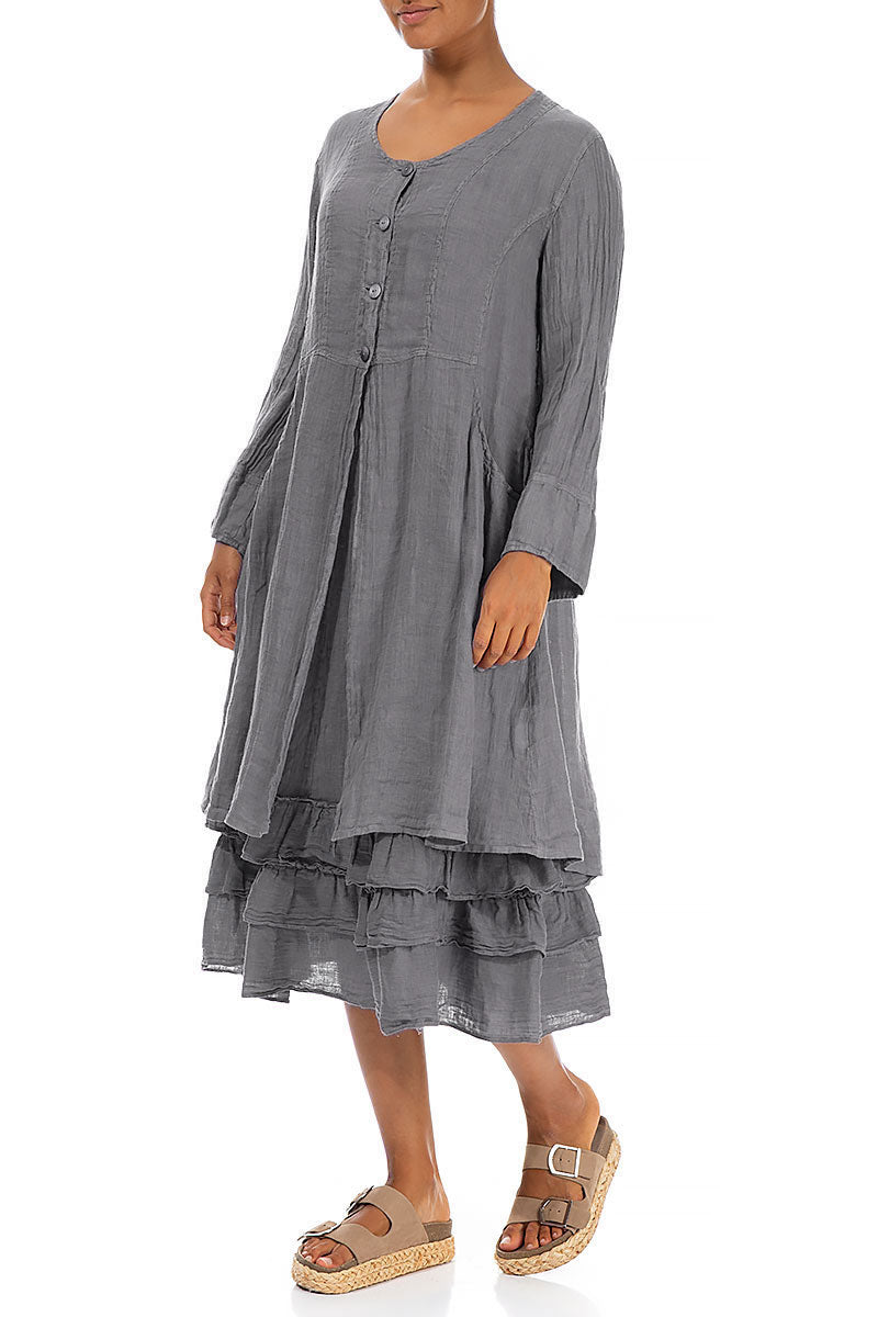 Flared Grey Linen Jacket 3