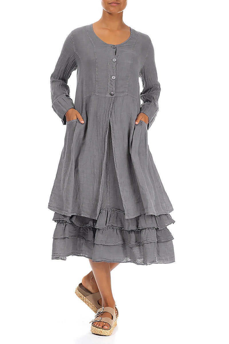 Flared Grey Linen Jacket 4