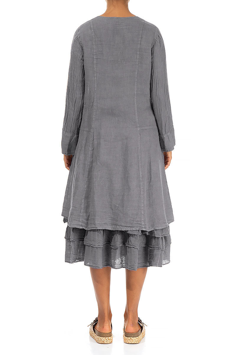 Flared Grey Linen Jacket 2