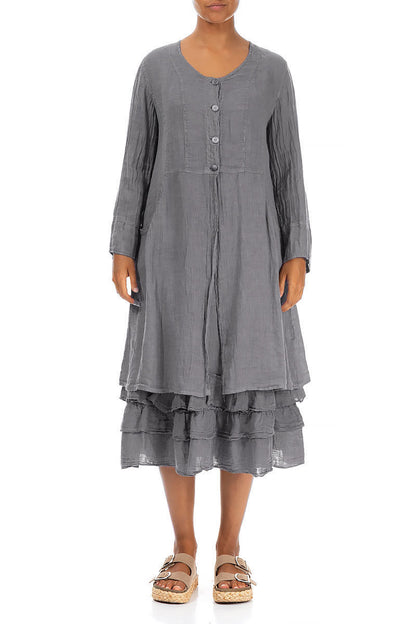 Flared Grey Linen Jacket 1