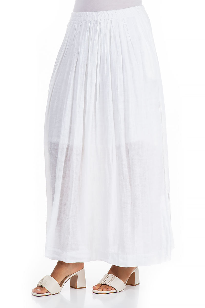 Flared White Linen Maxi Skirt 3