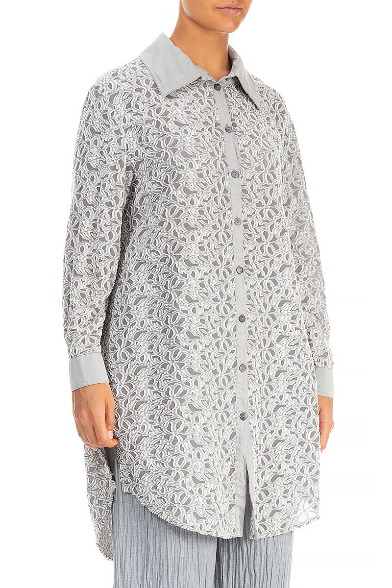 Floral Silver Silk Shirt 3